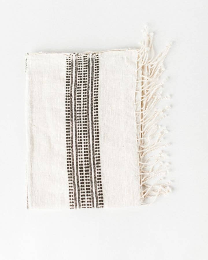 Aden Cotton Hand Towel: Natural with Gray