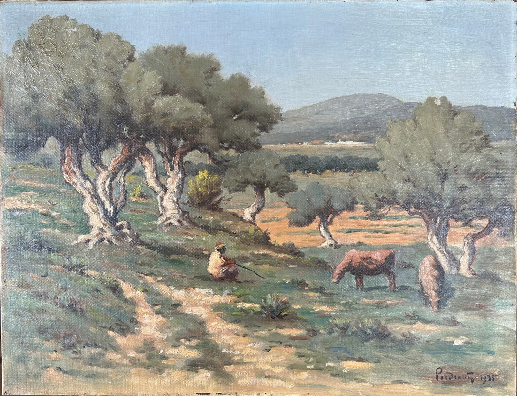 Landscape Cow Oil Painting