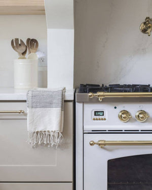 Riviera Striped Cotton Hand Towel: Natural with Grey