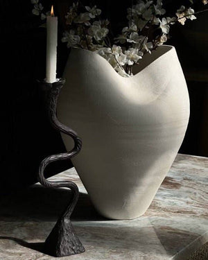 Hand-Forged Vintage Patina Aluminum Candle Holders - Set of 2