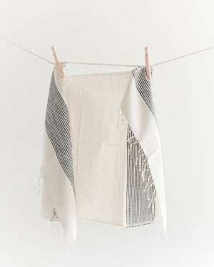 Riviera Striped Cotton Hand Towel: Natural with Grey