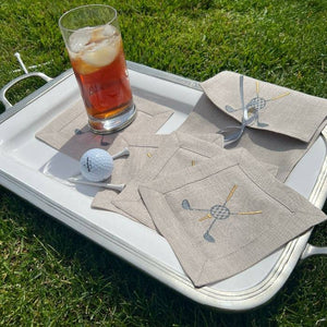 Golf Cocktail Napkin Set of 4: Soft Flax