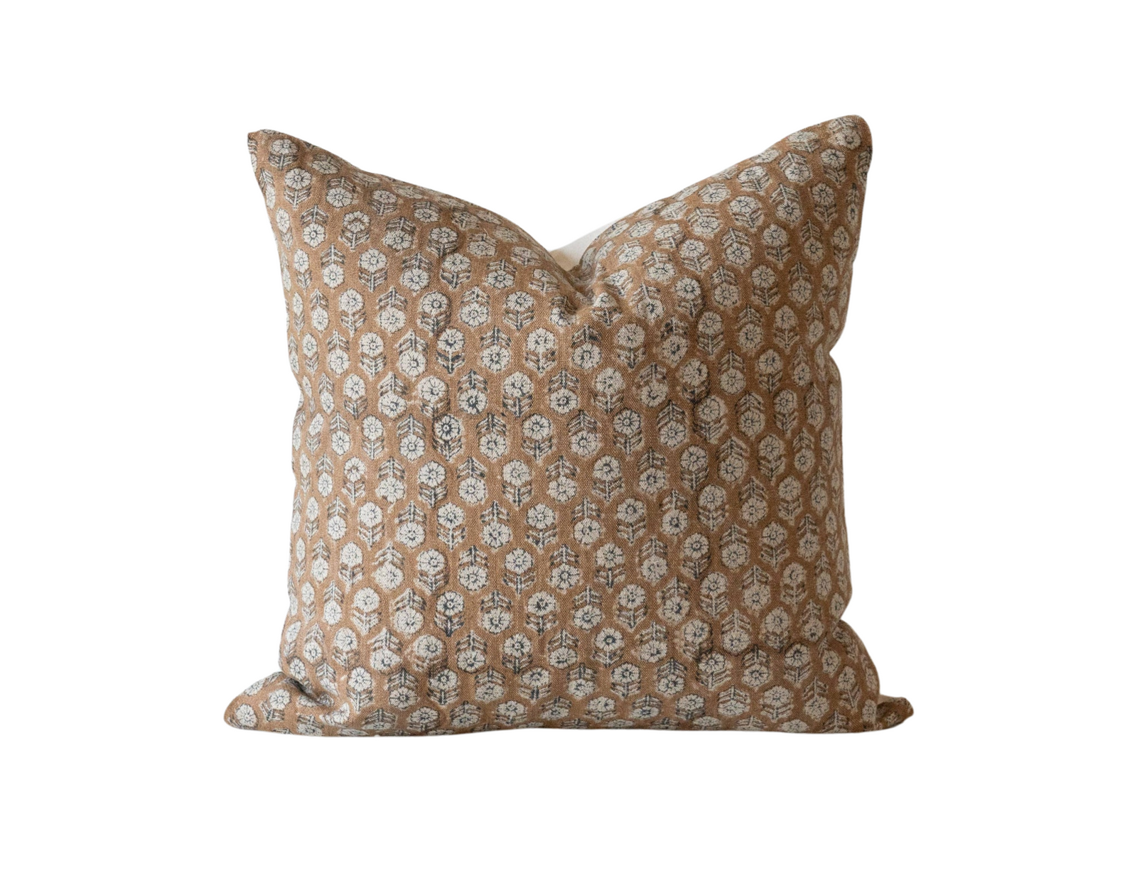 Botanical Floral Block Print Pillow With Insert - 22" x 22"