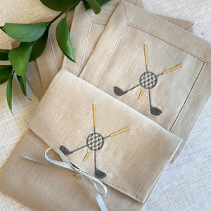 Golf Cocktail Napkin Set of 4: Soft Flax