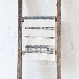 Aden Cotton Hand Towel: Natural with Gray