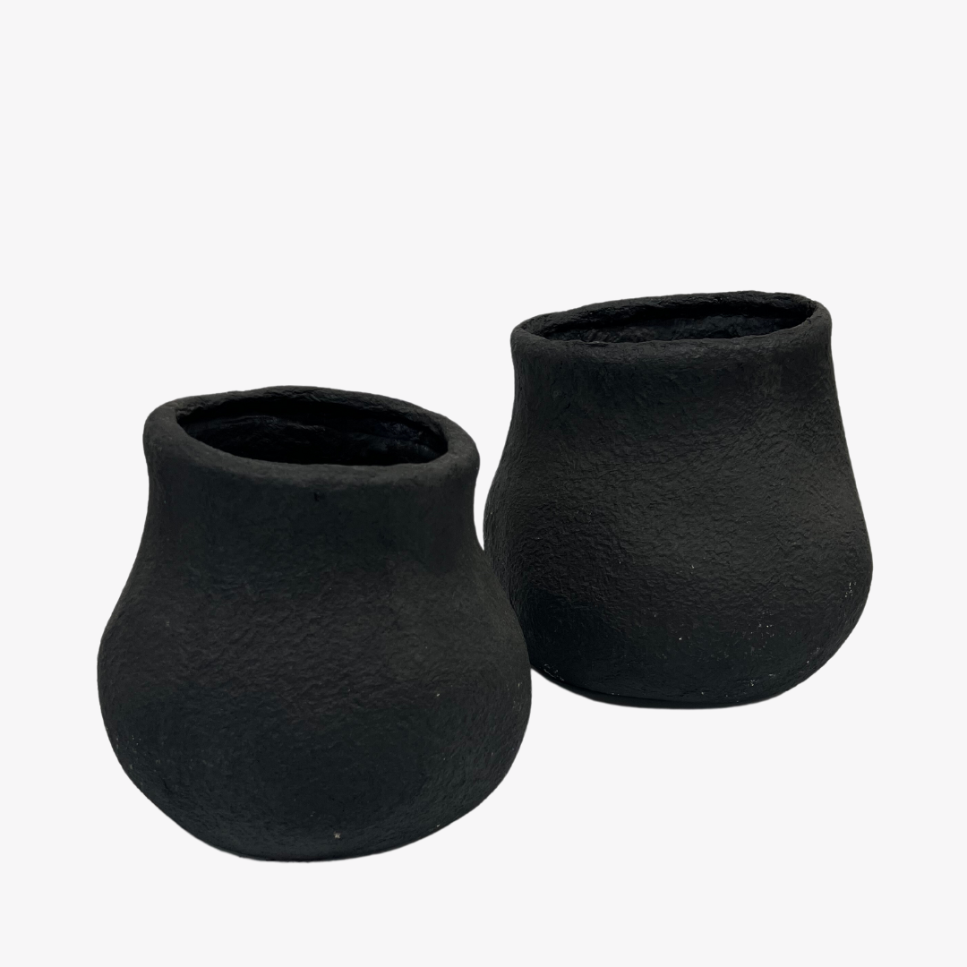 Black Paper Mache Vase Set