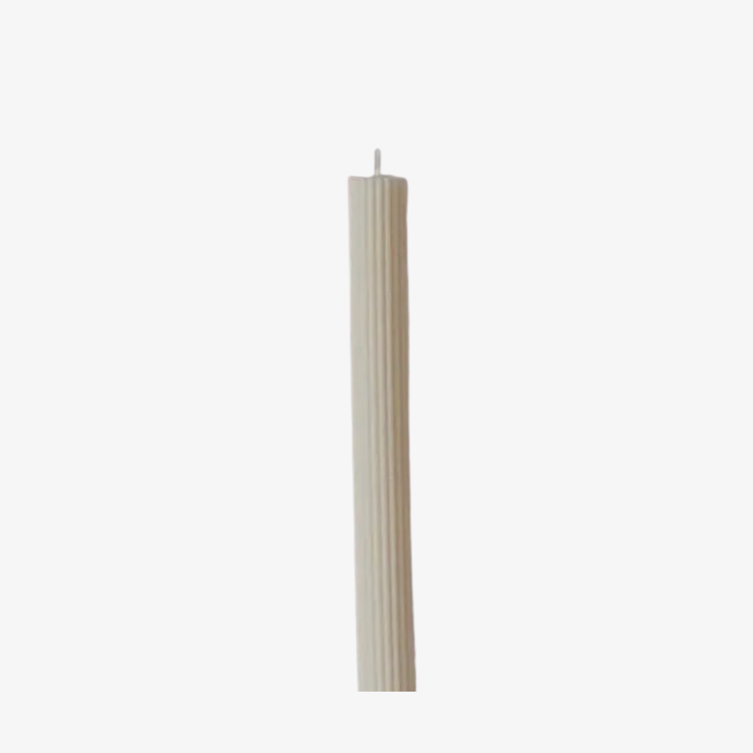 Beige Tall Ribbed Candles - Pair of 2