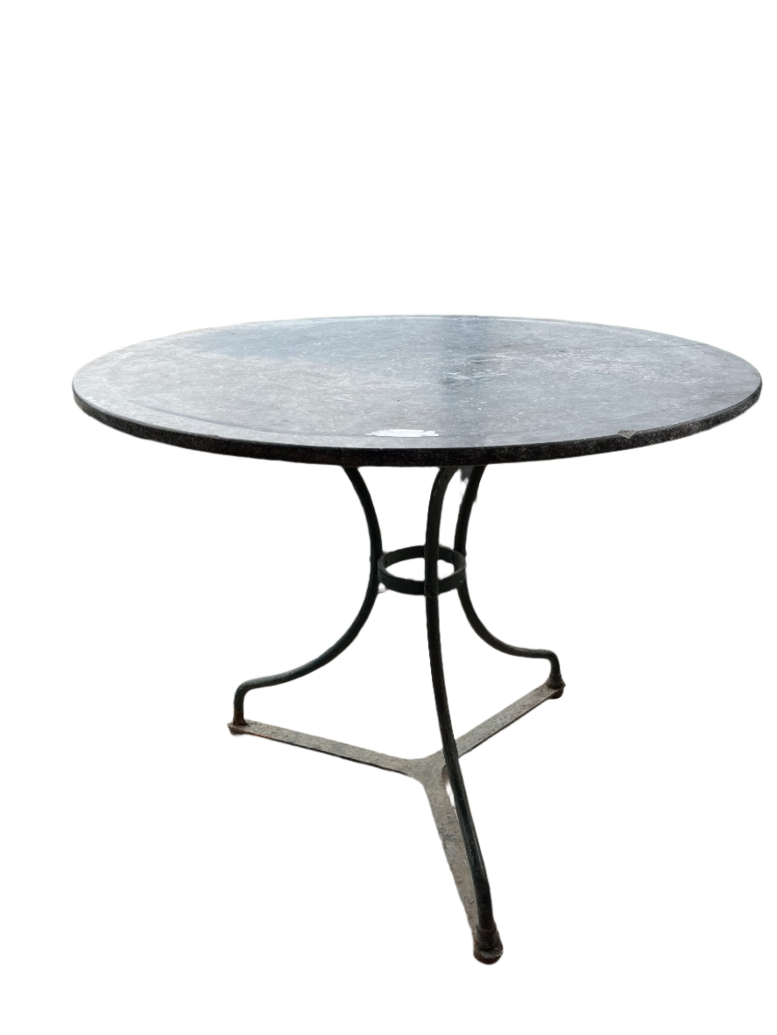 French Table with Iron Base and Bluestone Top