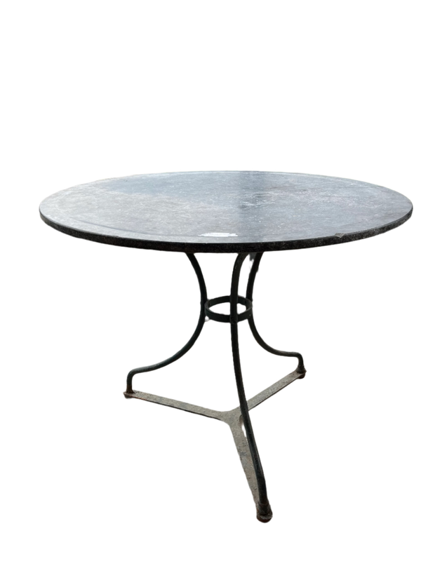 French Table with Iron Base and Bluestone Top