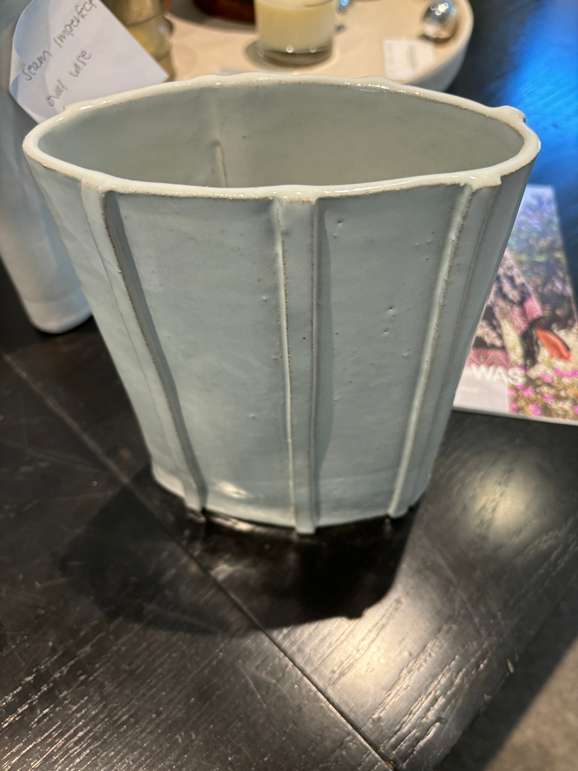 Ribbed Imperfect Oval Vase