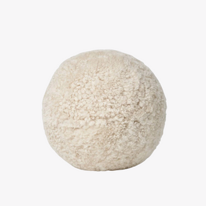 Round Sheepskin Ball Pillow - Pearl