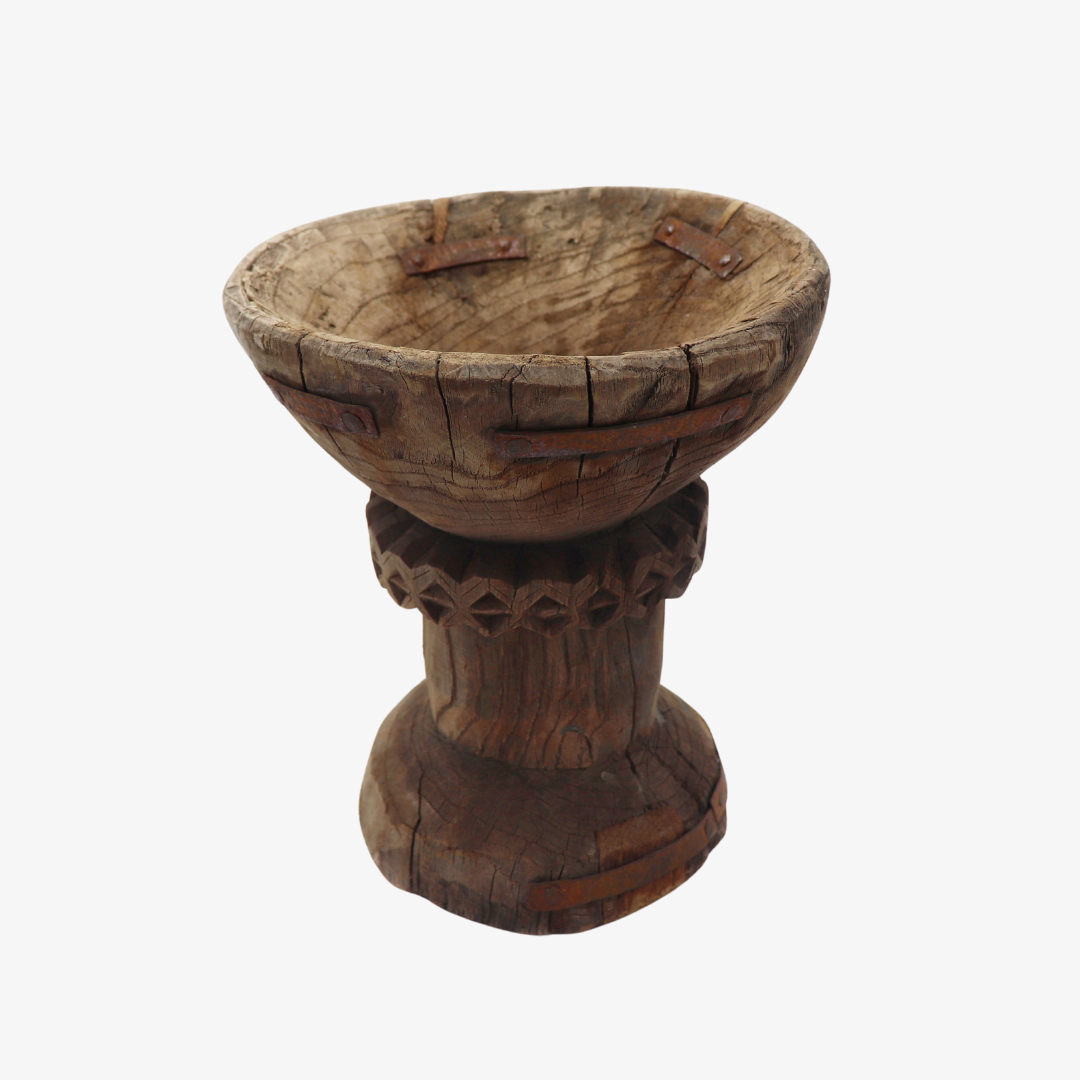 Antique Tall Afghan Pedestal Bowl