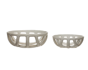 Handmade Stoneware Basket Bowls - Set of 2