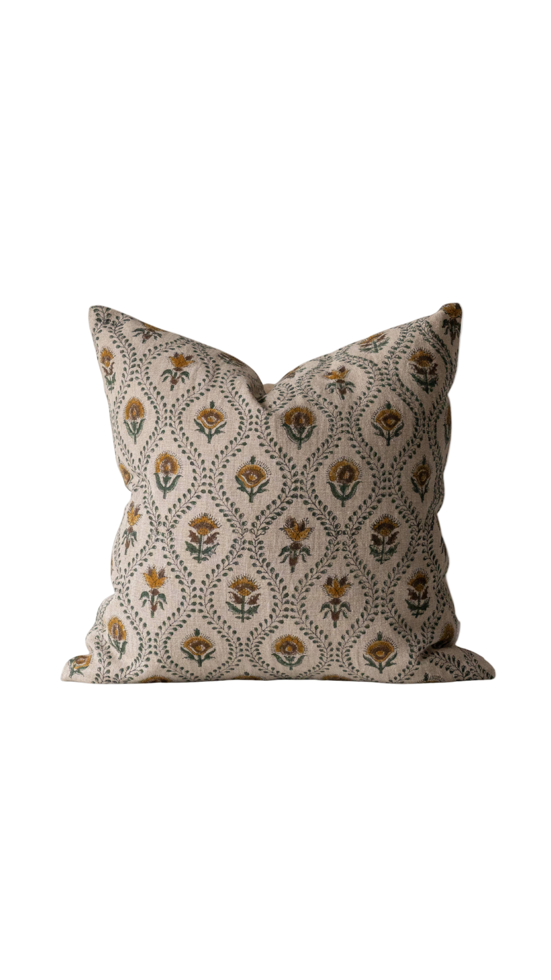 Botanical Vine Block Print Pillow with Insert - 22" x 22"