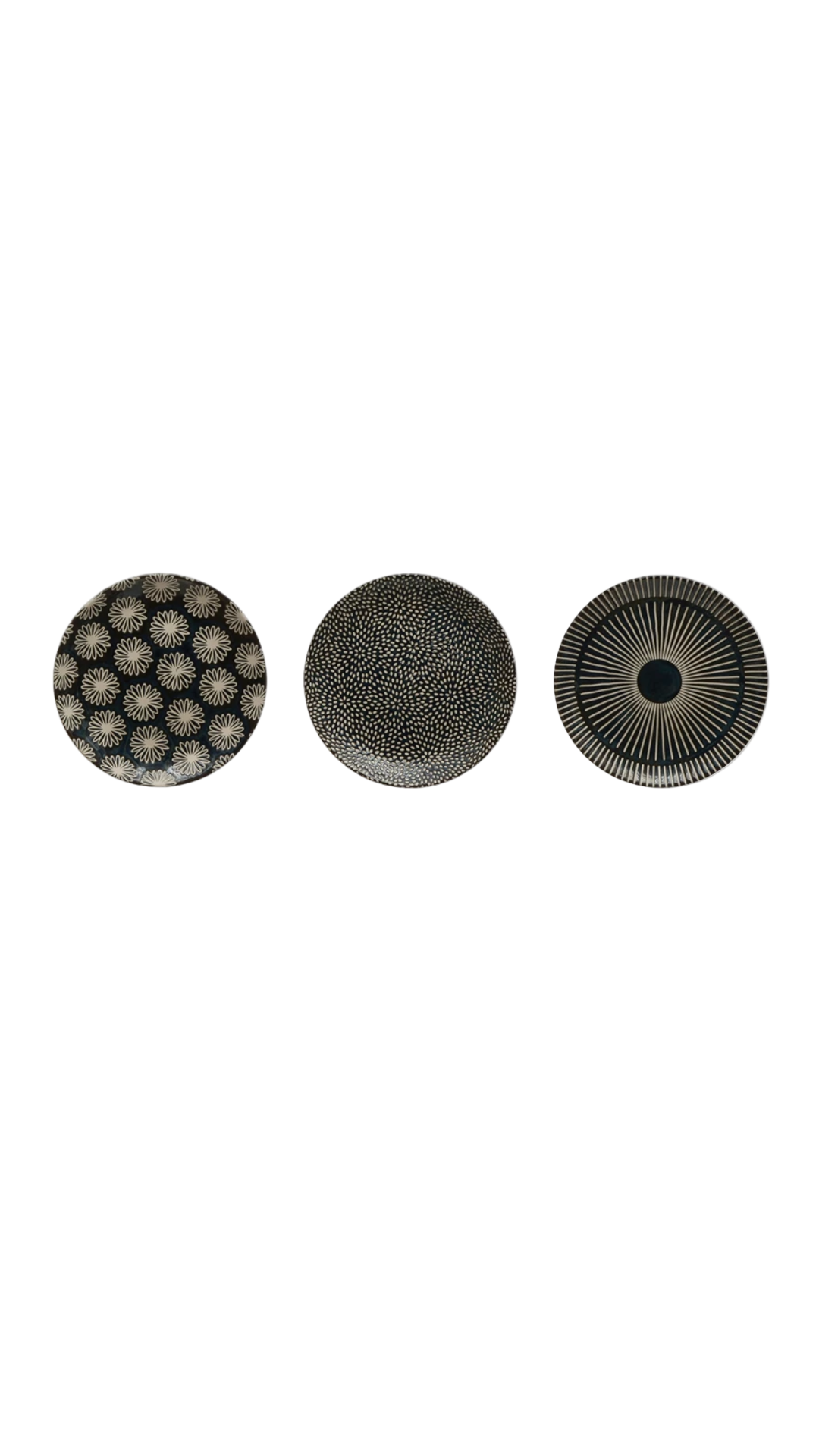 5" Patterned Midnight Blue Stoneware Plate