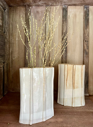 Ribbed Imperfect Oval Vase