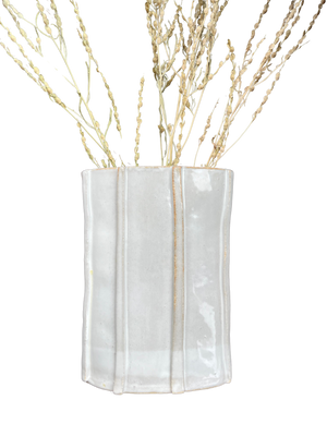Ribbed Imperfect Oval Vase