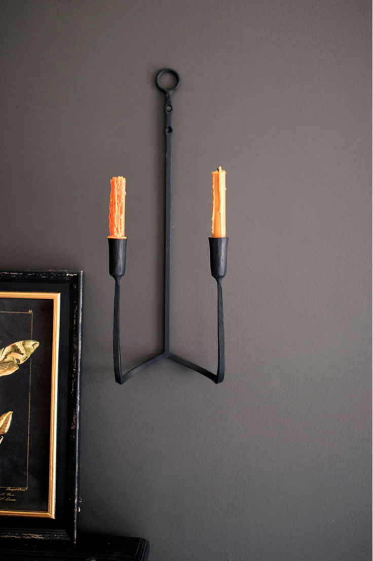 Forged Iron Double Taper Wall Sconce