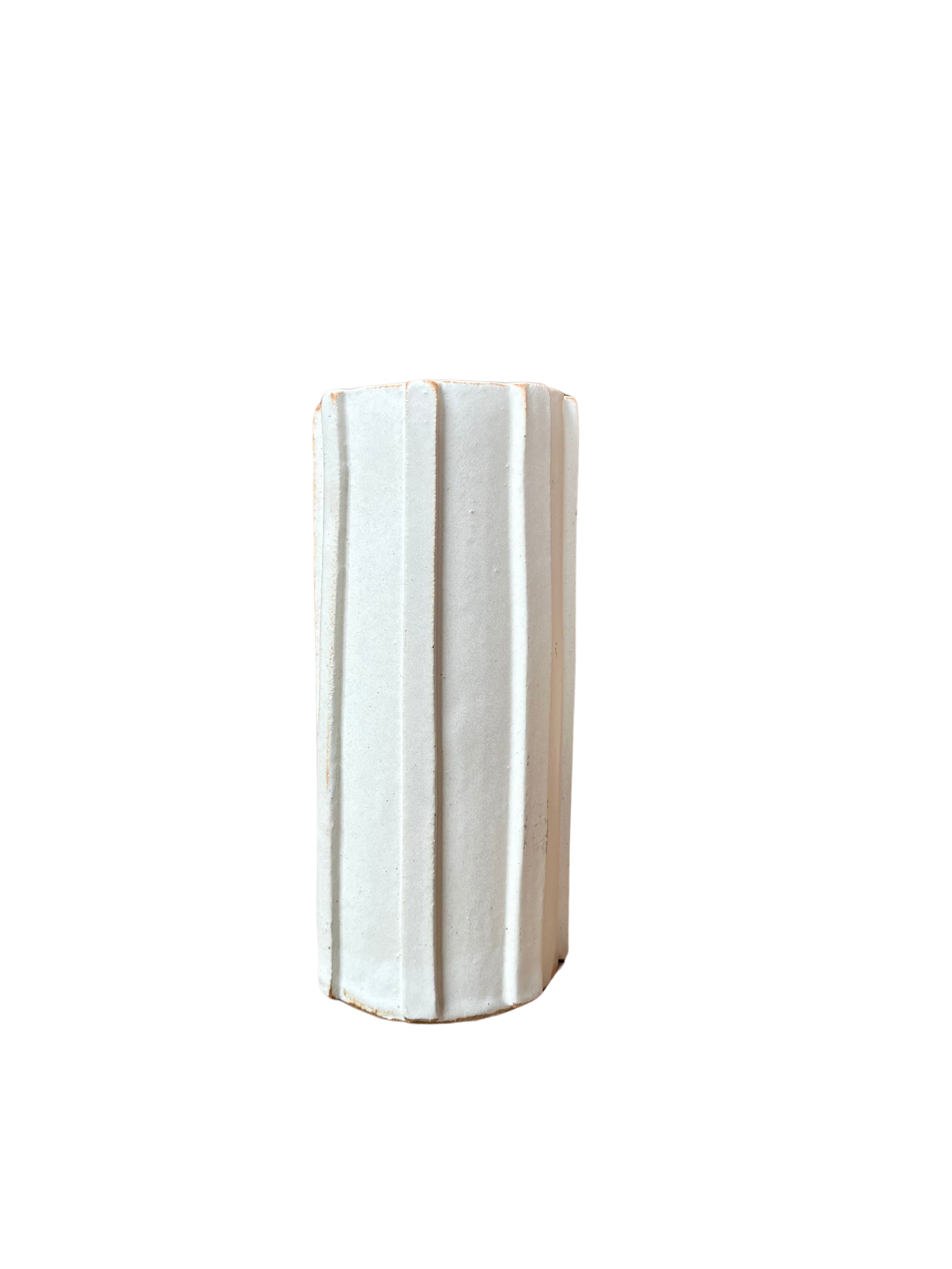 Vertical Ribbed Cylinder Vase
