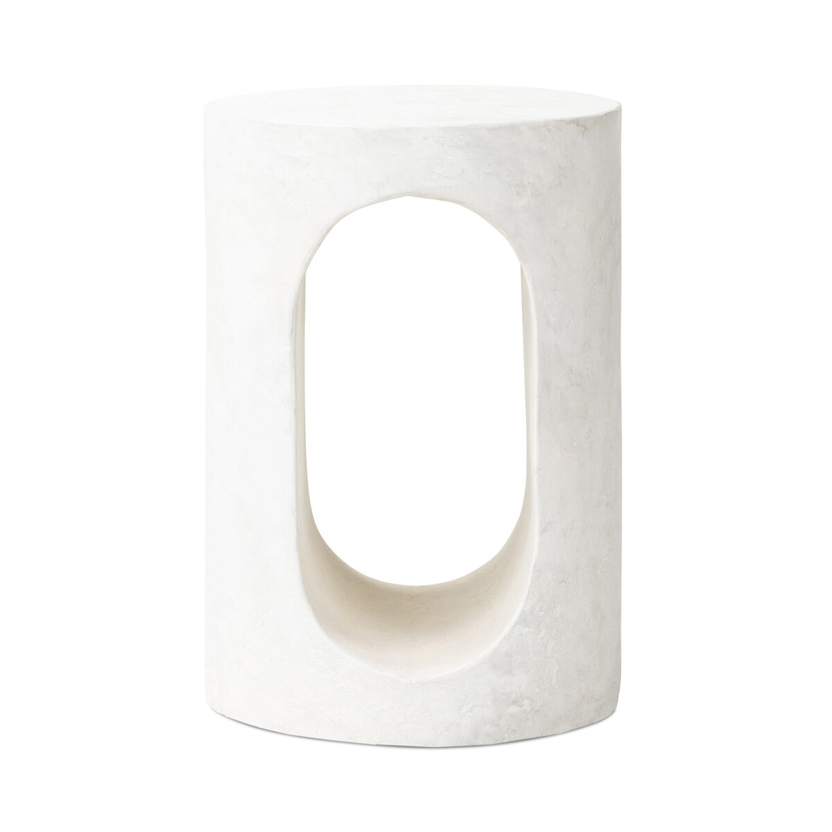 Textured White Concrete Cylinder End Table