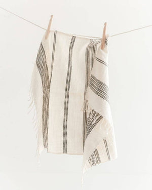 Aden Cotton Hand Towel: Natural with Gray