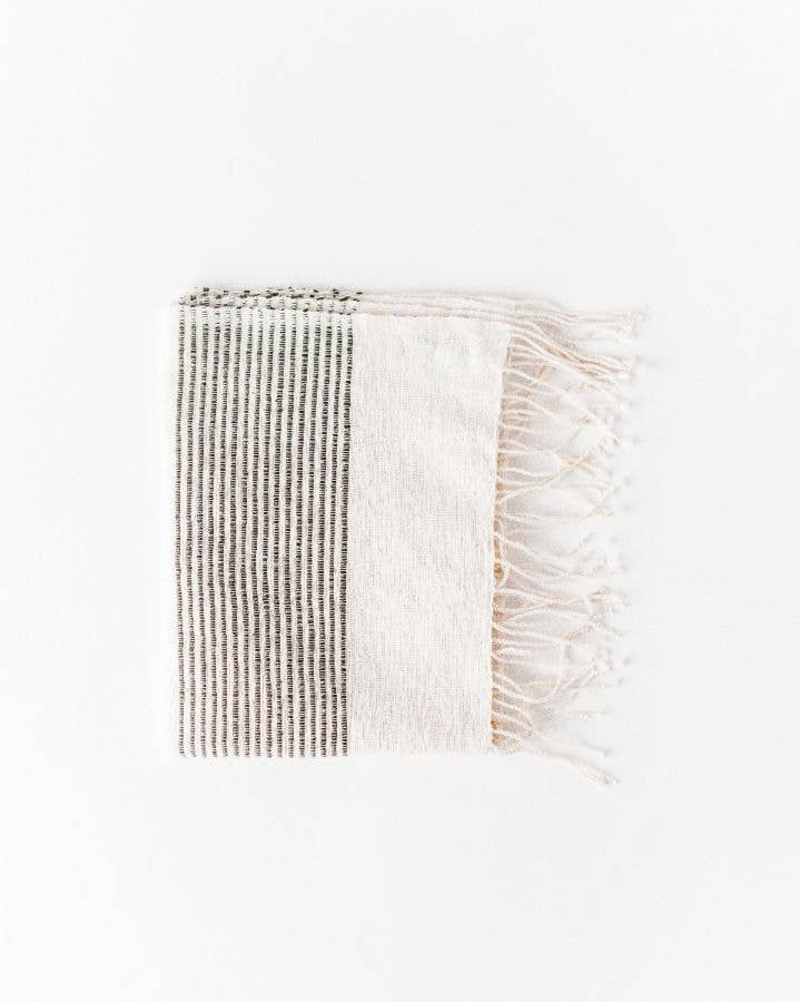 Riviera Striped Cotton Hand Towel: Natural with Grey