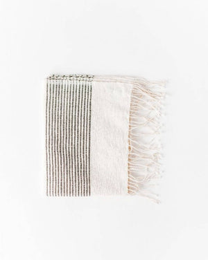 Riviera Striped Cotton Hand Towel: Natural with Grey
