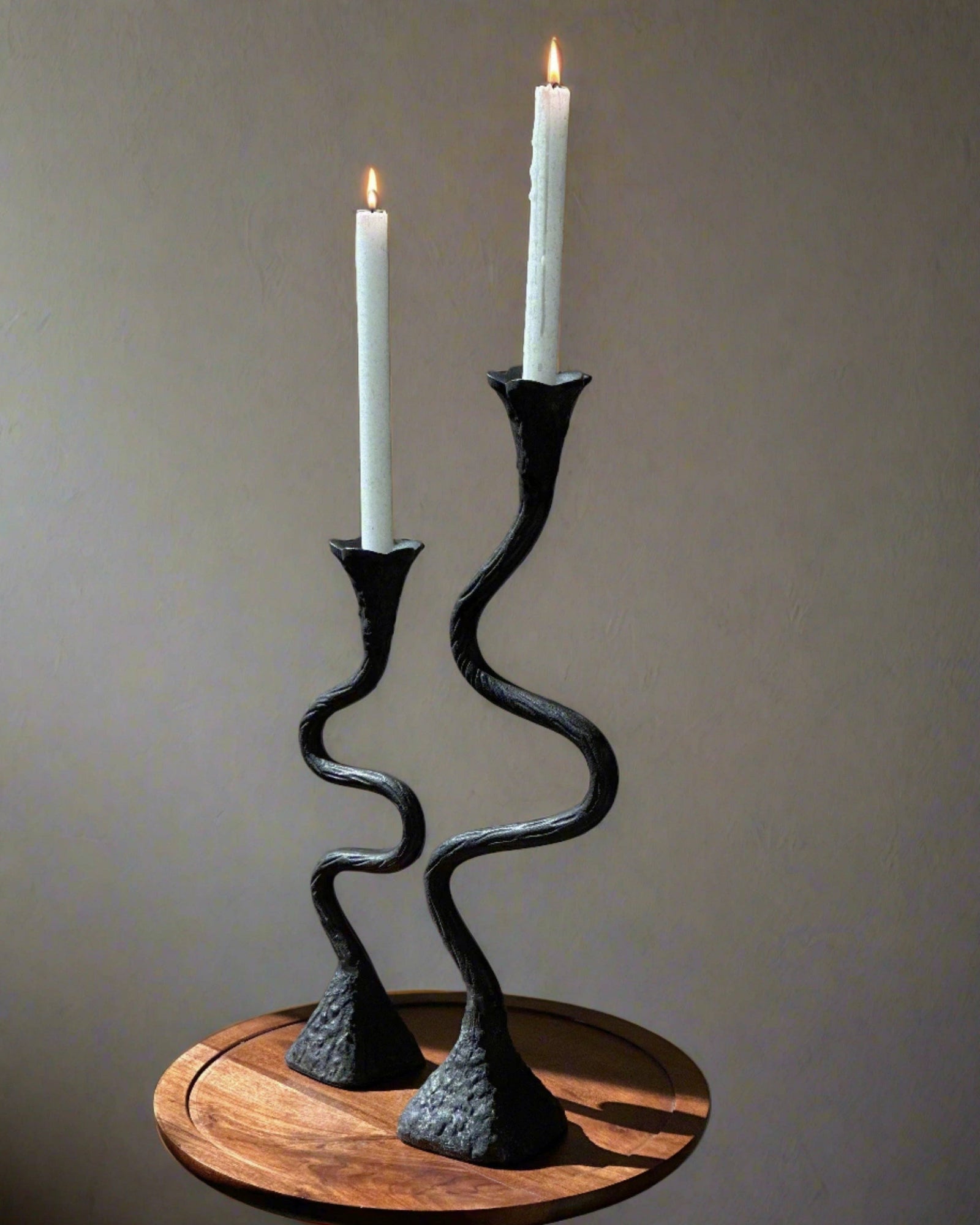 Hand-Forged Vintage Patina Aluminum Candle Holders - Set of 2
