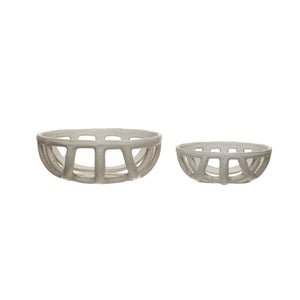 Handmade Stoneware Basket Bowls - Set of 2