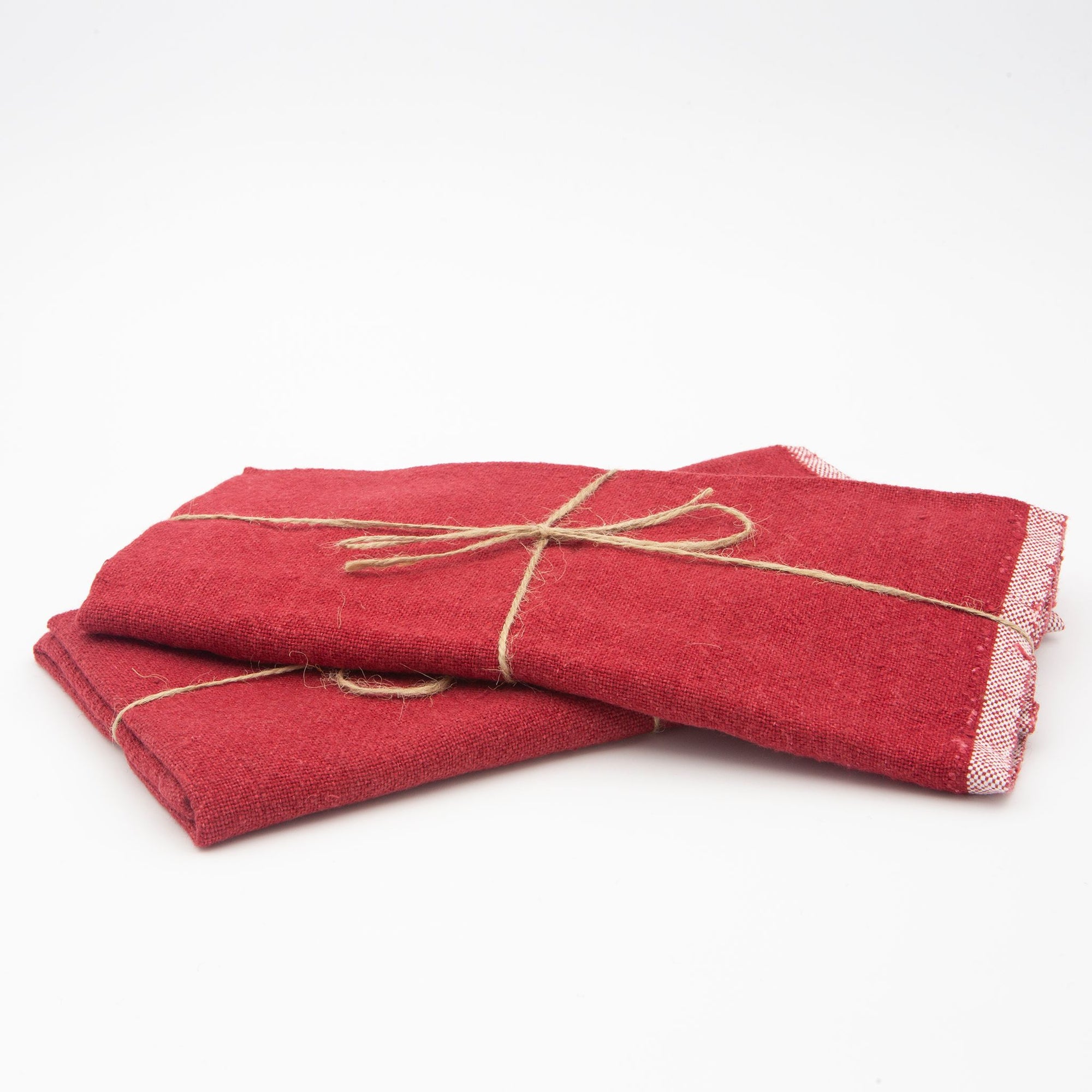 Scarlet Chunky Linen Towels - Set of 2