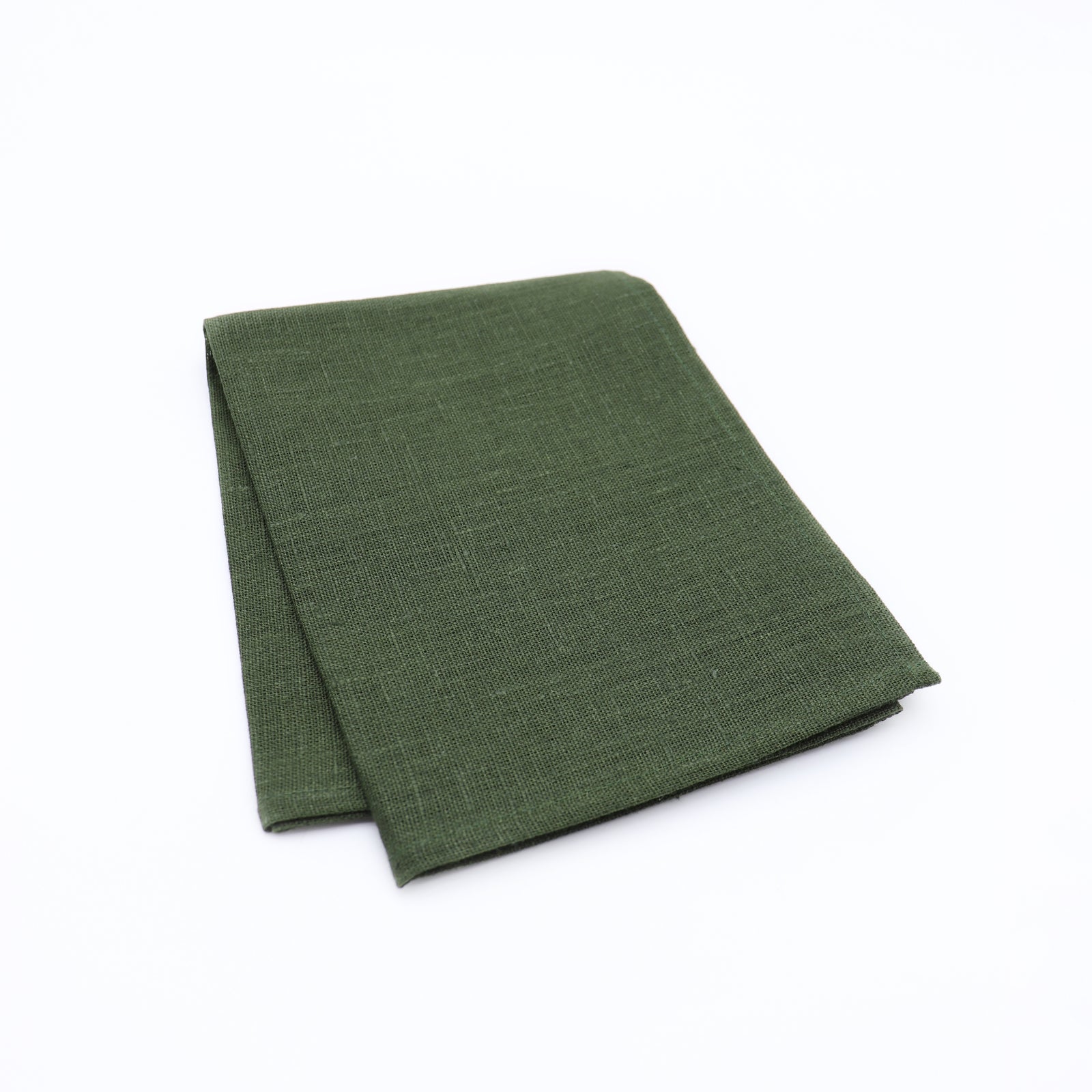 Green linen kitchen cloth napkin.