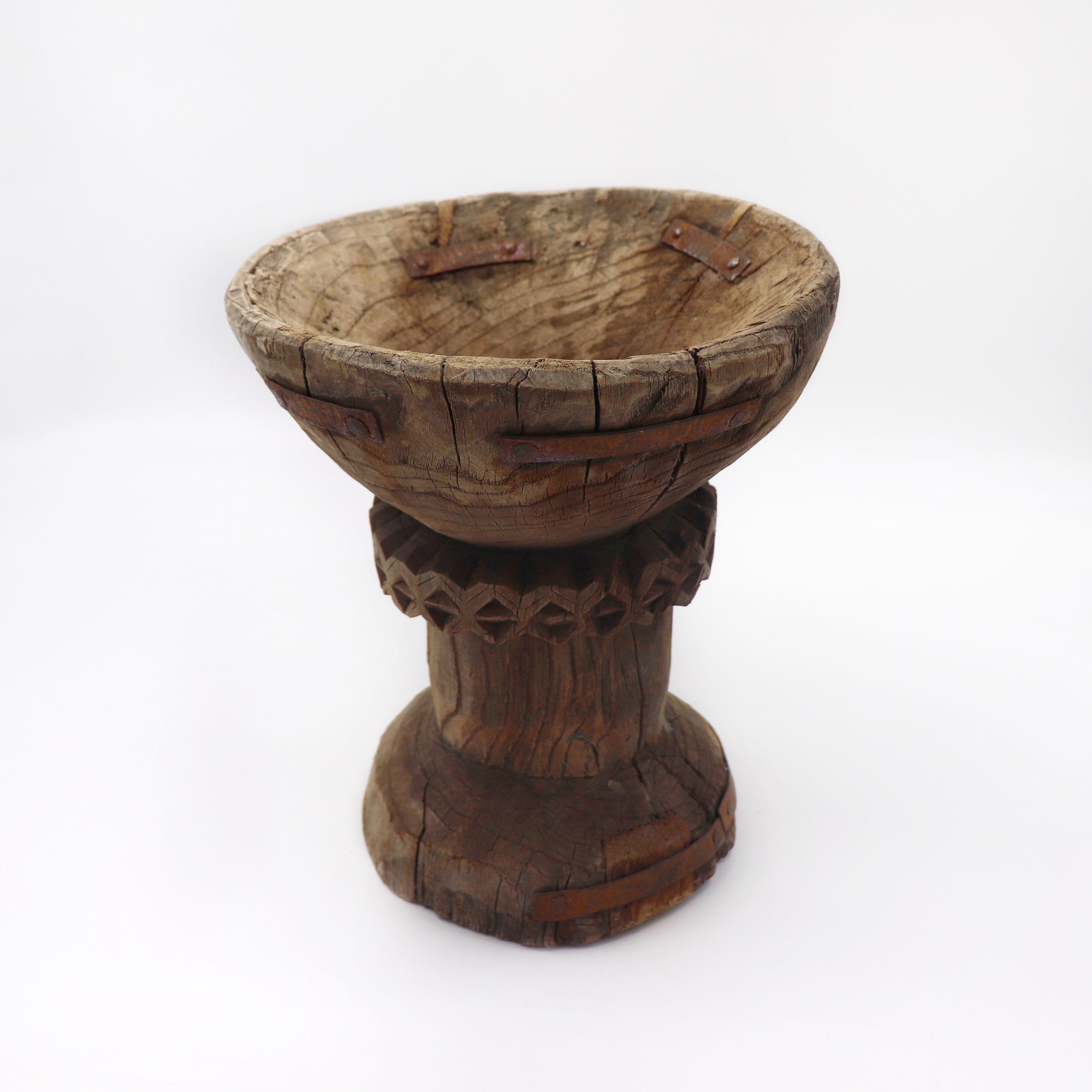 Antique Tall Afghan Pedestal Bowl