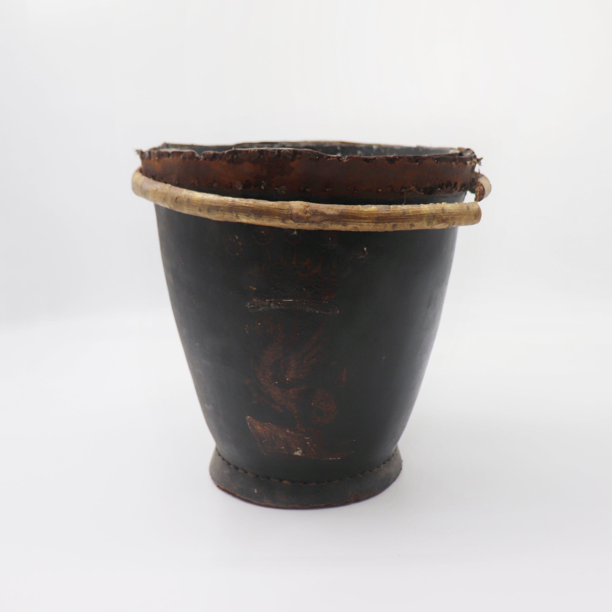 antique leather fire bucket 