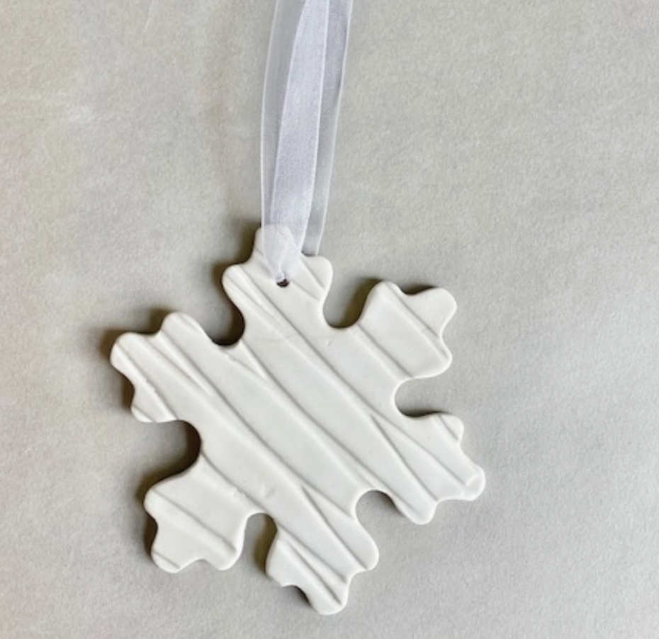 Ceramic Snowflake with Stripes Ornament